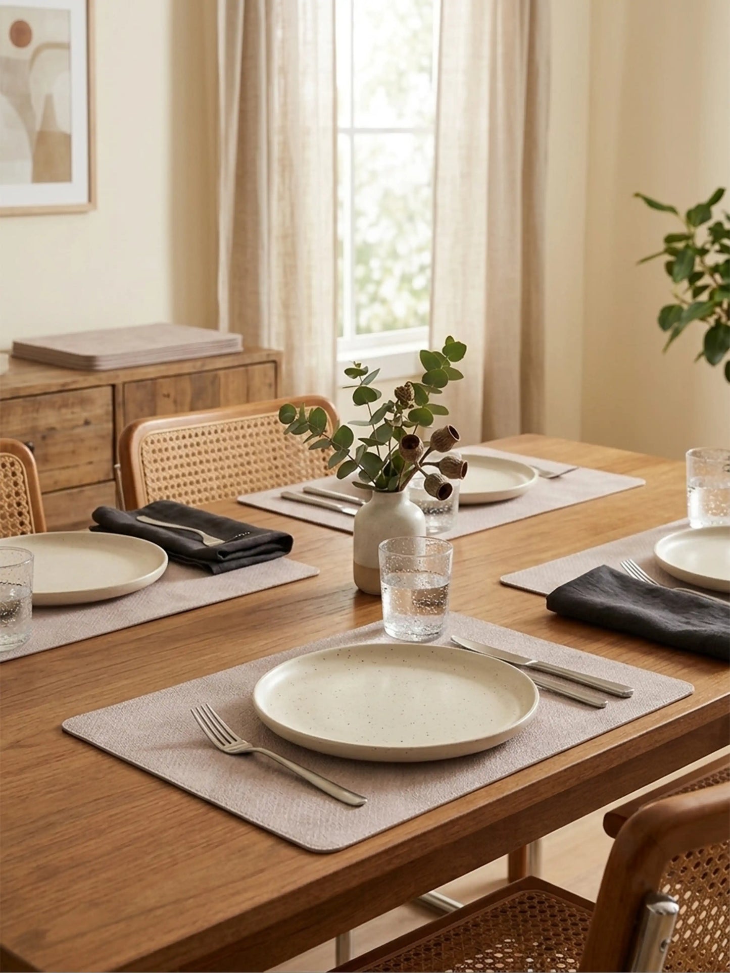 AtoZ Home Decor Light Beige PVC Dining Placemats Set of 6
