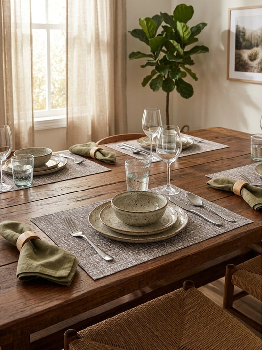 AtoZ Home Decor Medium Taupe PVC Dining Placemats Set of 6