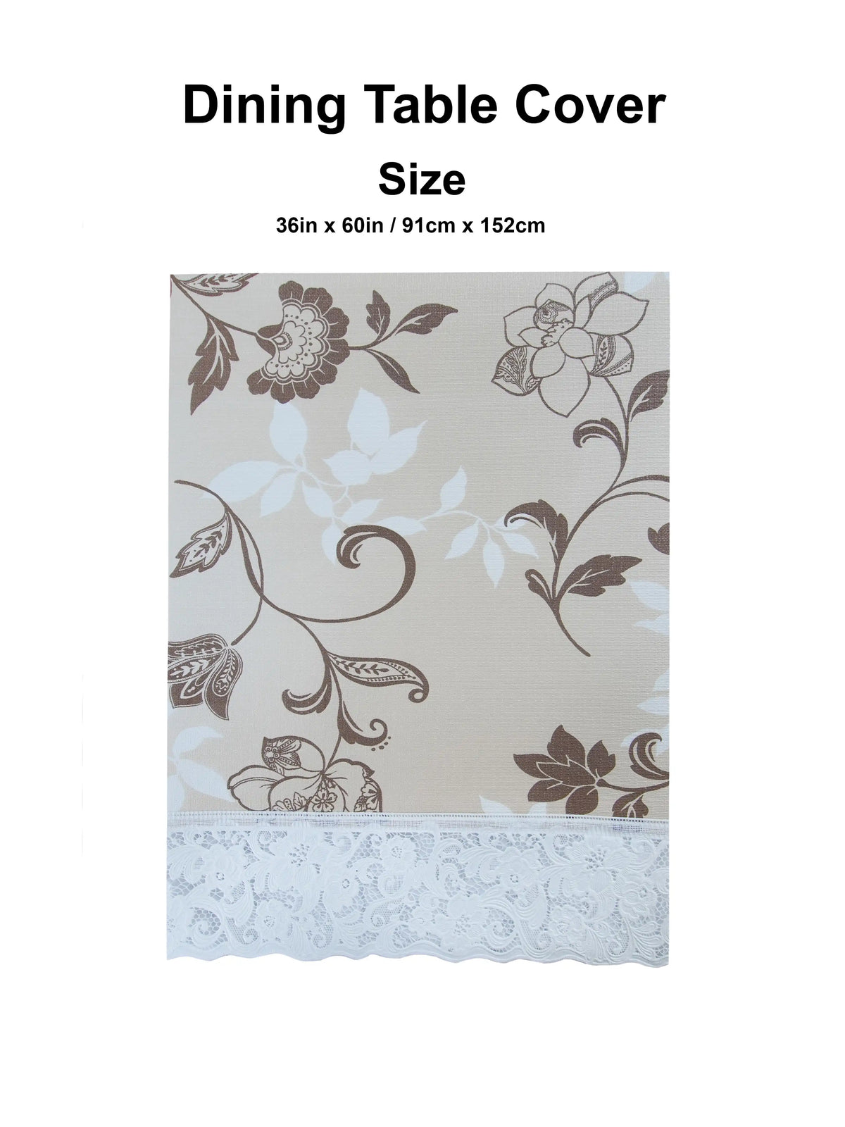 Freelance Tuscany Plastic Center Table Cover | Beige/Brown Floral 60x36 inches.