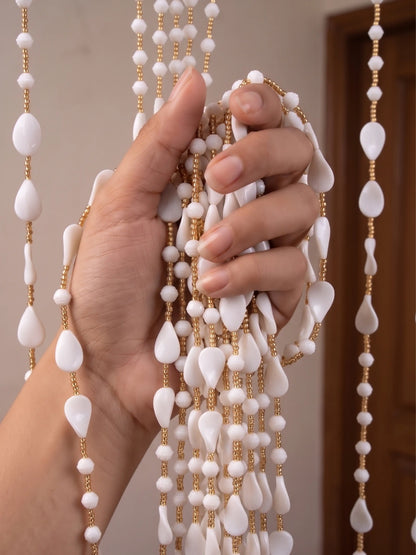 Atoz Home Decor White Teardrop Beaded Door Curtain | PVC | 4x7 ft