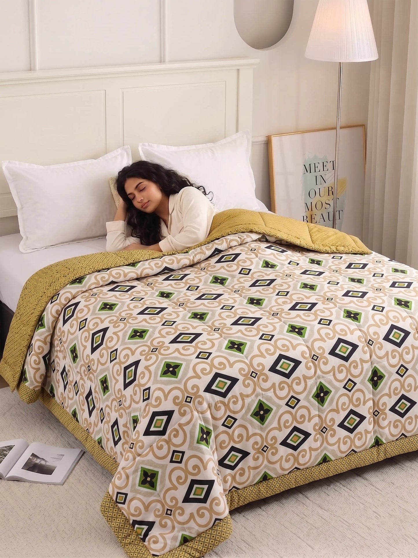 AC Comforter Soft Geometric Boho Quilt Lightweight (220x240 cm)