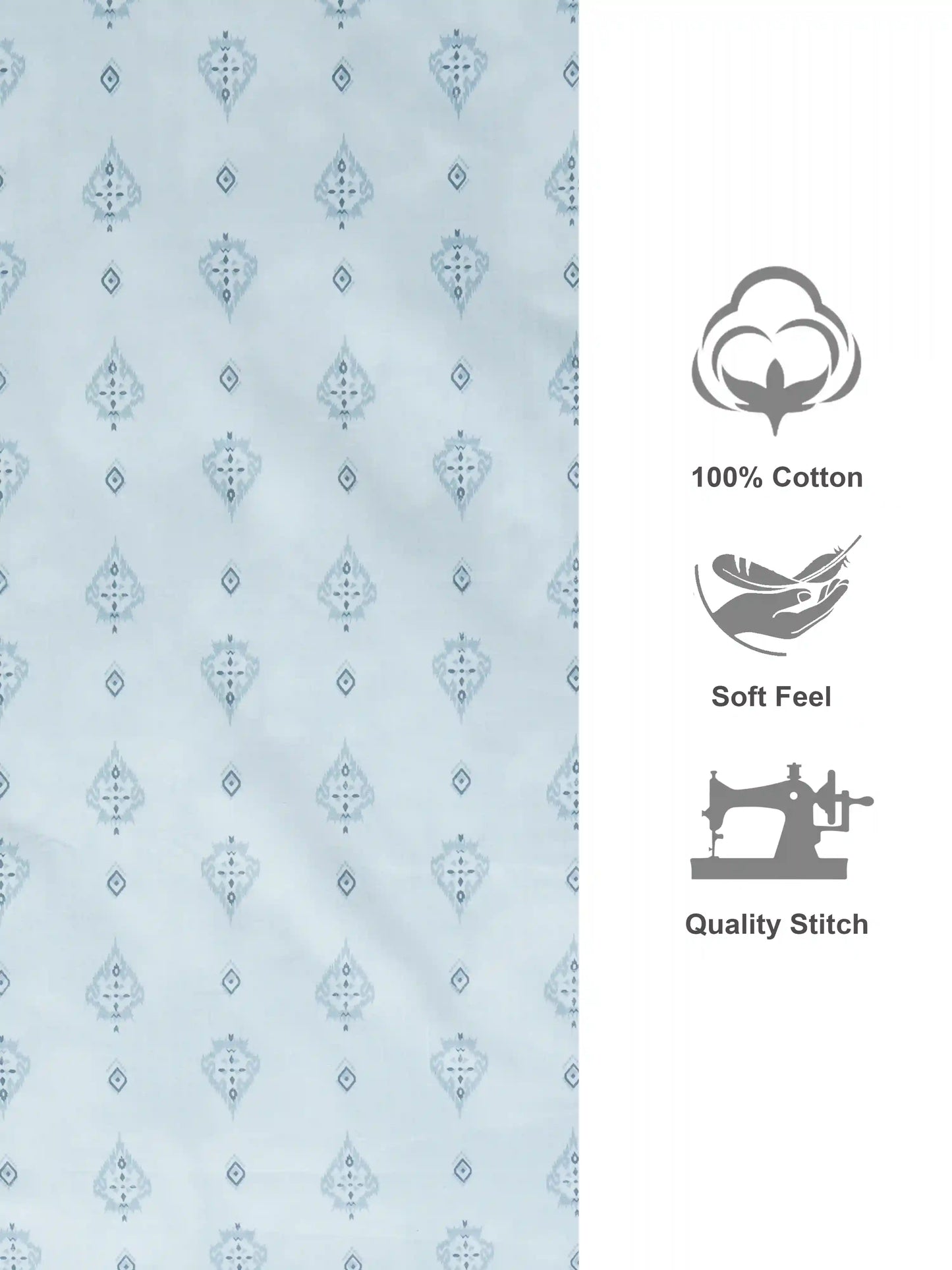 White Motif & Plaid 100% Cotton Double Bedsheet