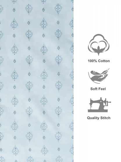 White Motif & Plaid 100% Cotton Double Bedsheet