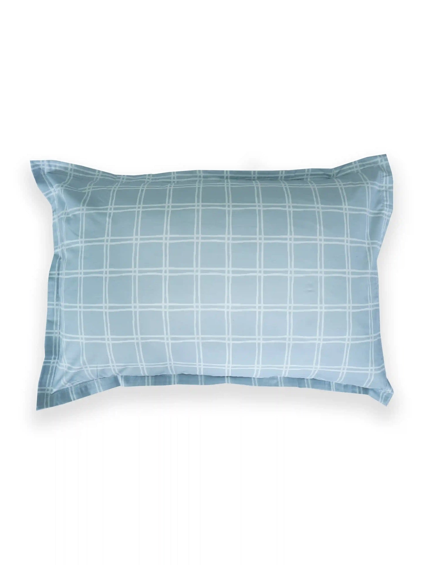 White Motif & Plaid 100% Cotton Double Bedsheet
