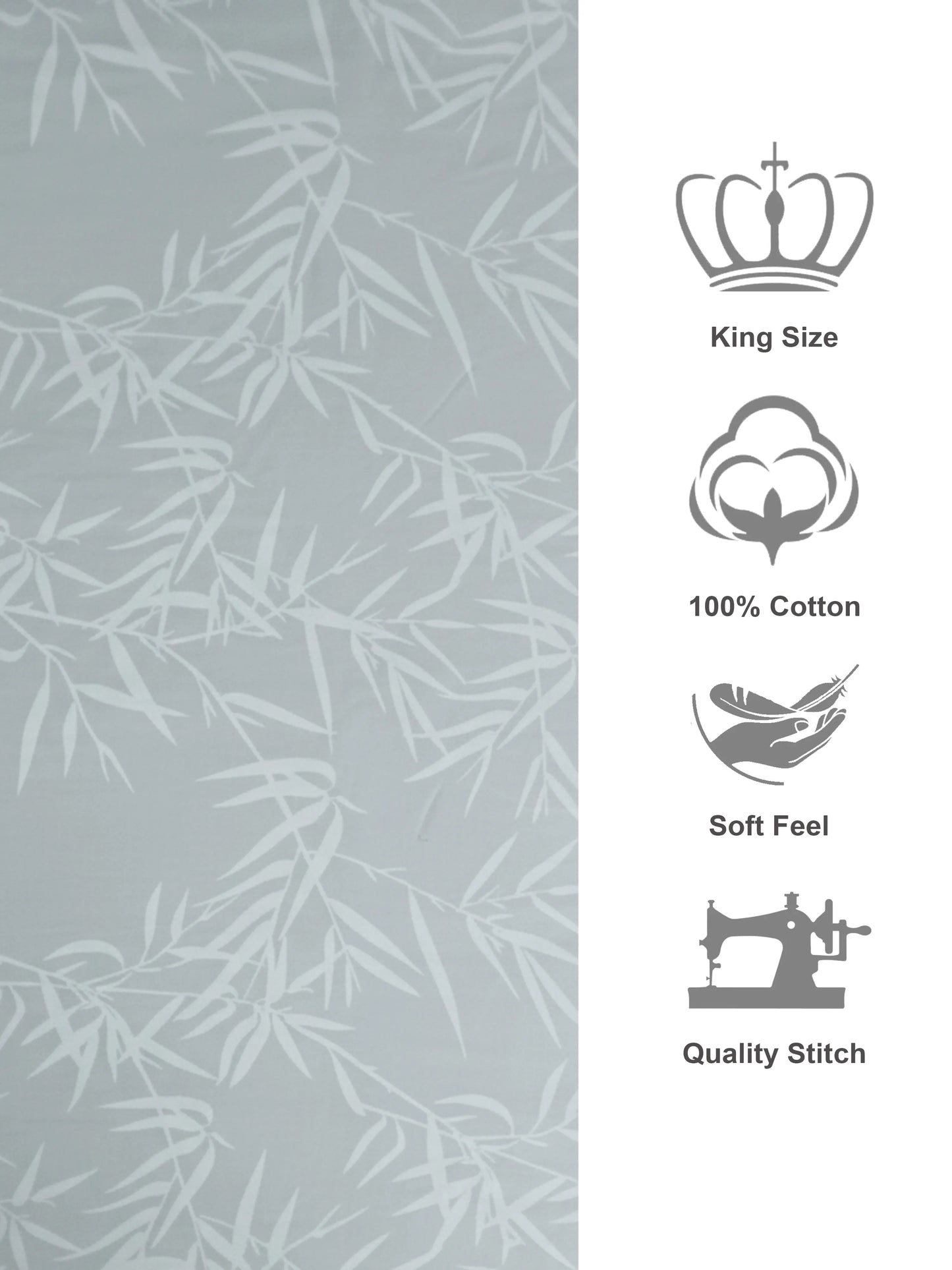 Soft Feel, Elegant Bamboo Leaf King Bed Sheet Set – 100% Cotton (300 TC)