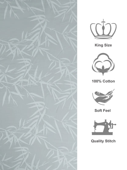 Soft Feel, Elegant Bamboo Leaf King Bed Sheet Set – 100% Cotton (300 TC)