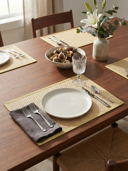 Freelance Woven Border Table Placemats | Pack of 6 Washable Table Mats (30x45 cm)
