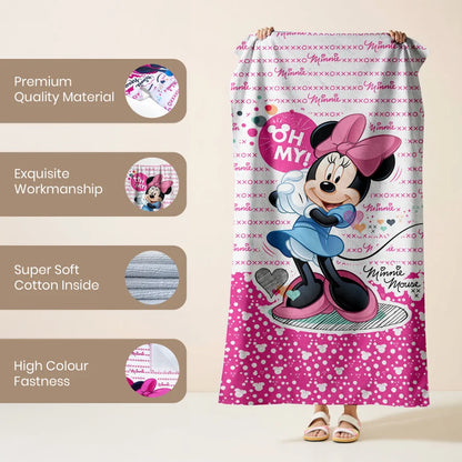 Sassoon Disney Minnie Mouse 100% Cotton Printed Kids Bath Towel (60 cm x 120 cm)