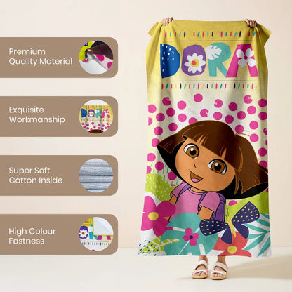 Sassoon Nickelodeon Dora the Explorer 100% Cotton Printed Kids Bath Towel (60 cm x 120 cm)