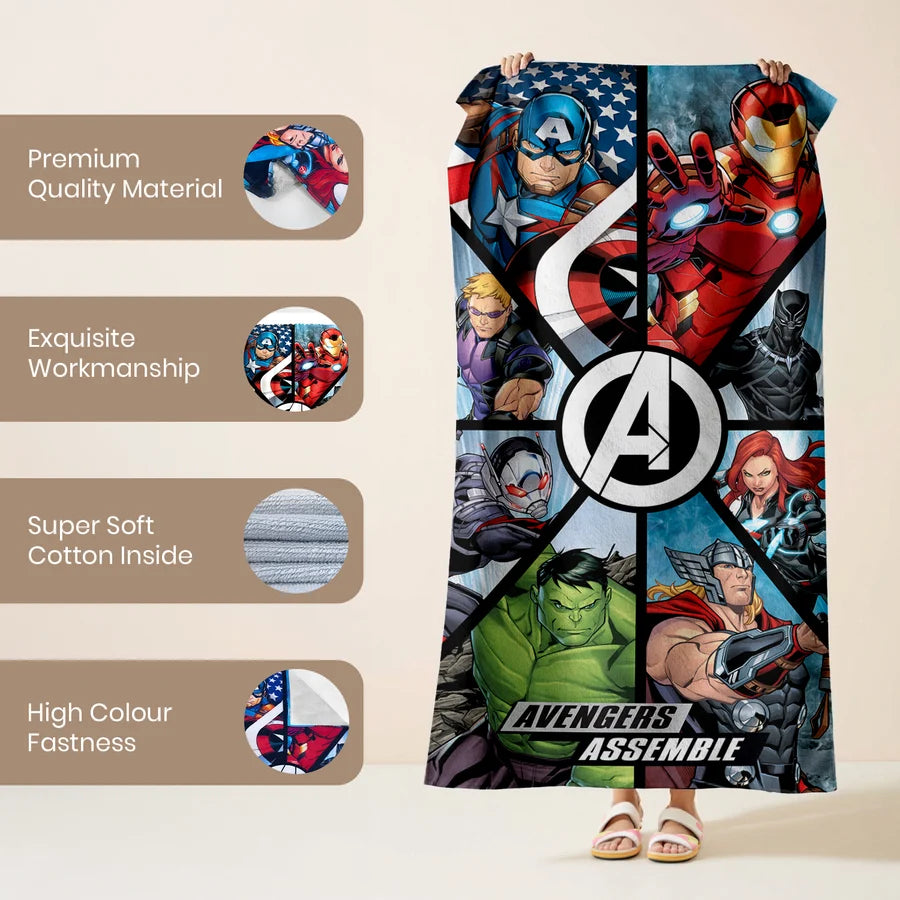 Sassoon Marvel Avengers 100% Cotton Printed Kids Bath Towel (60 cm x 120 cm)