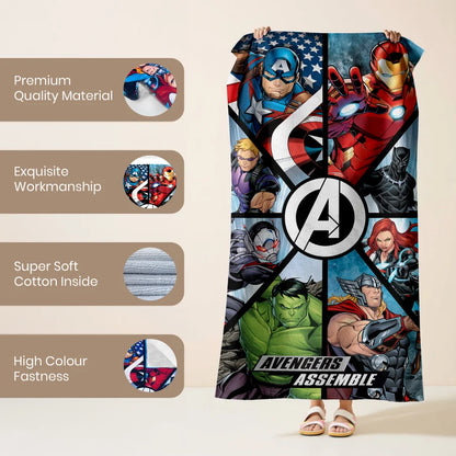 Sassoon Marvel Avengers 100% Cotton Printed Kids Bath Towel (60 cm x 120 cm)