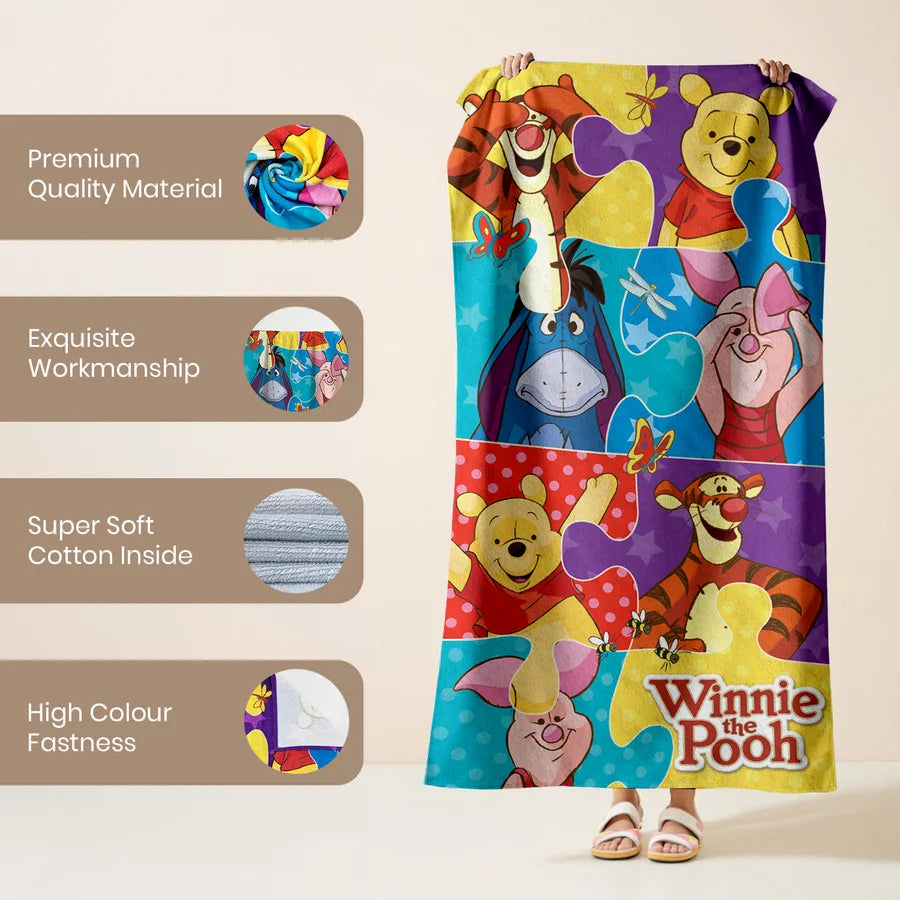 Sassoon Disney Winnie the Pooh 100% Cotton Printed Kids Bath Towel (60 cm x 120 cm)