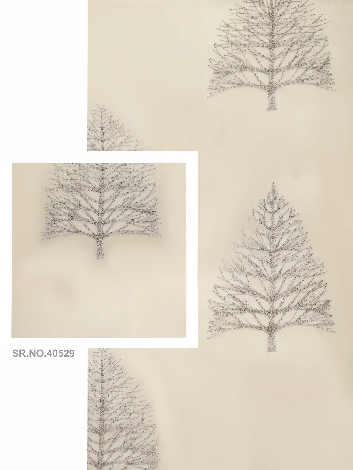 Evabella Embroidered Pine Tree Sheer Grommet Curtains | 100% Polyester