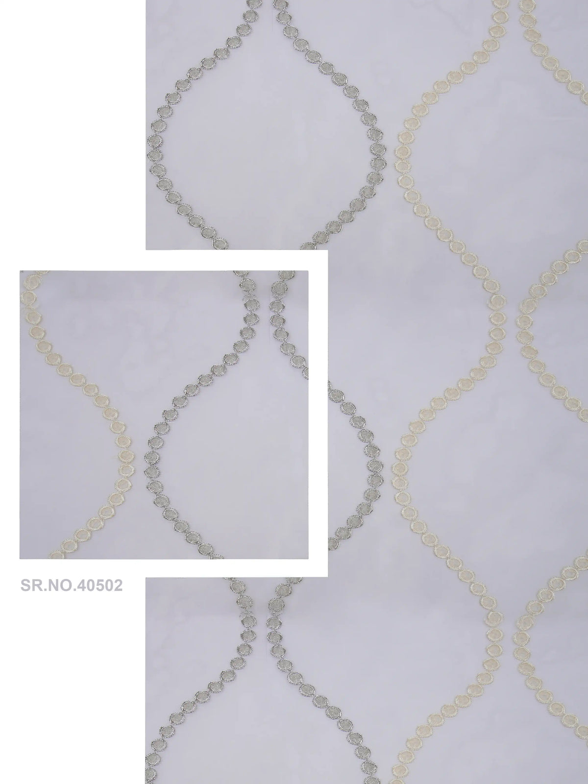Evabella Embroidered Ogee Trellis Sheer Grommet Curtains | 100% Polyester
