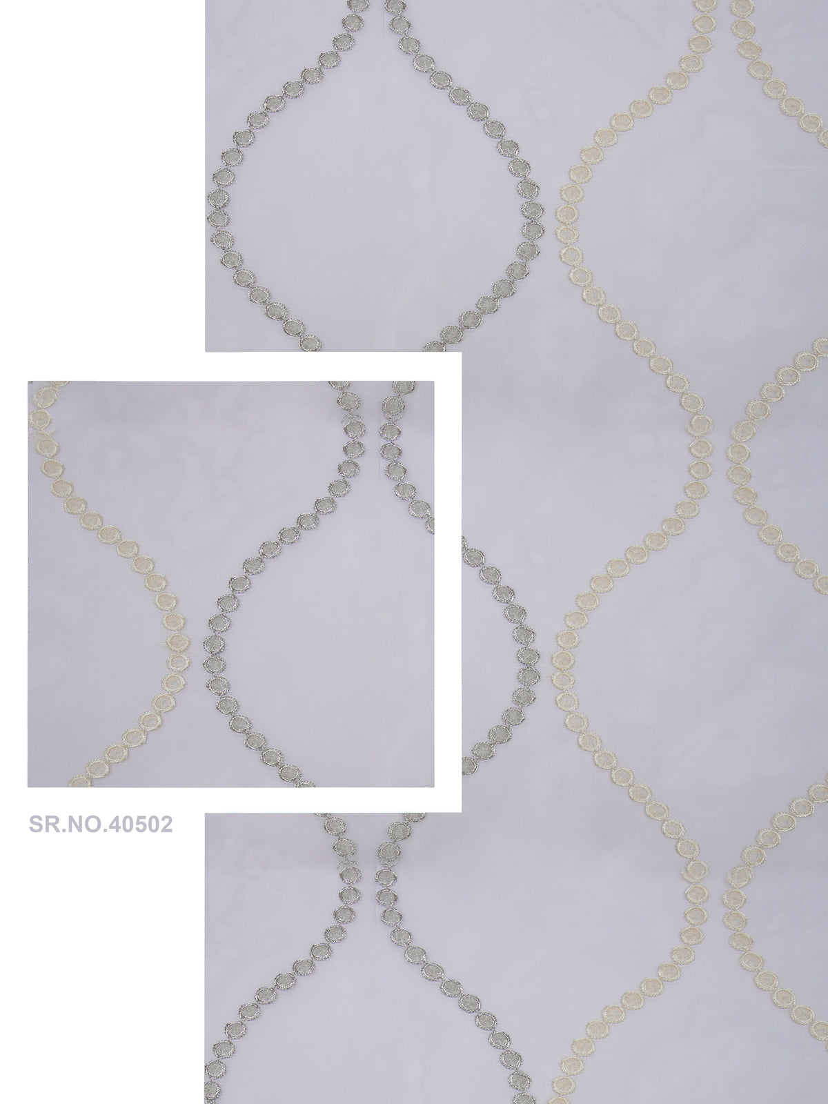 Evabella Embroidered Ogee Trellis Sheer Grommet Curtains | 100% Polyester