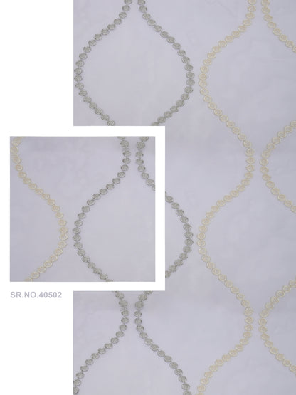 Evabella Embroidered Ogee Trellis Sheer Grommet Curtains | 100% Polyester