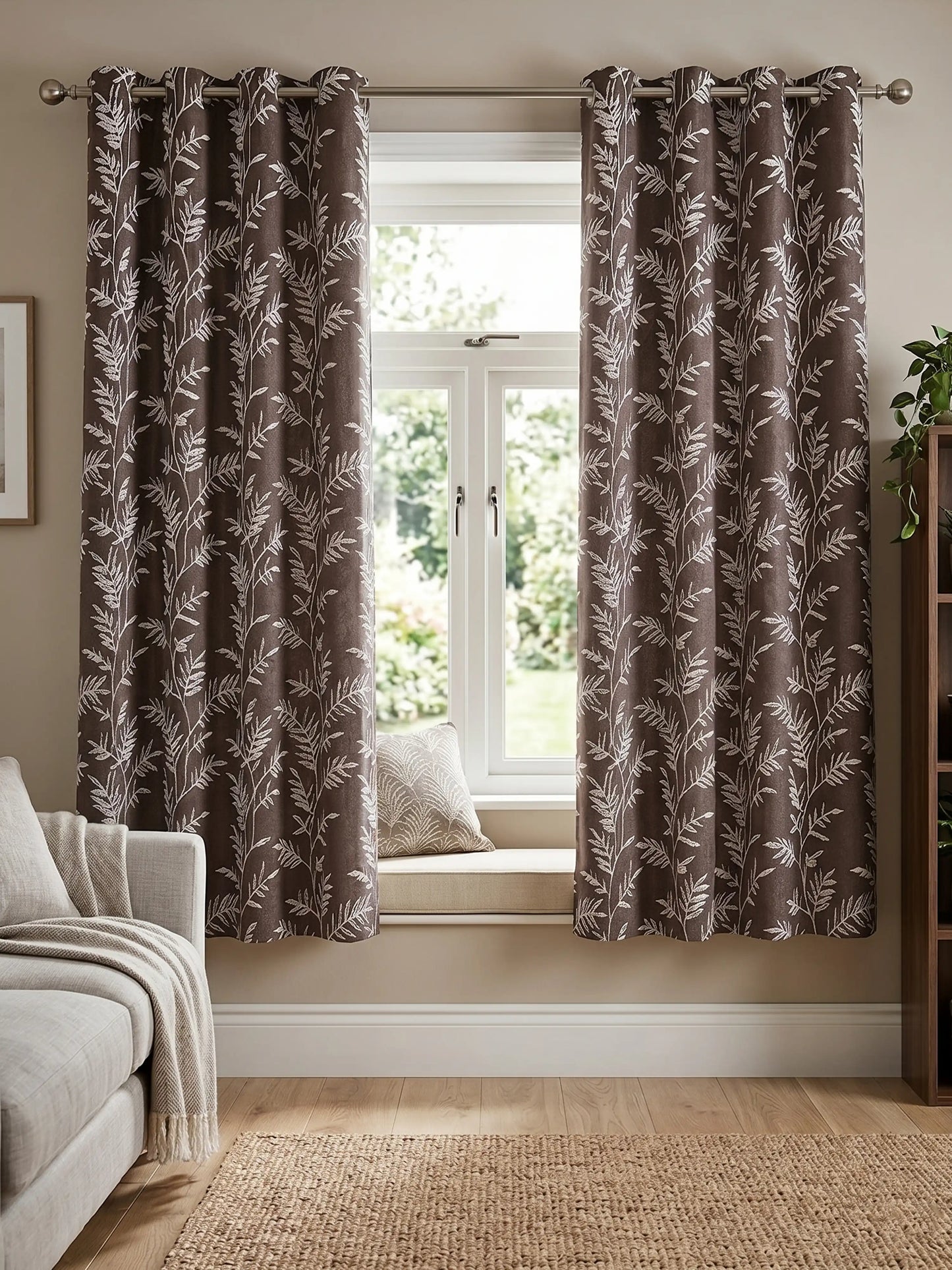 AtoZ Home Decor Jacquard Fern Embroidery Curtain (Multiple Sizes & Colors)