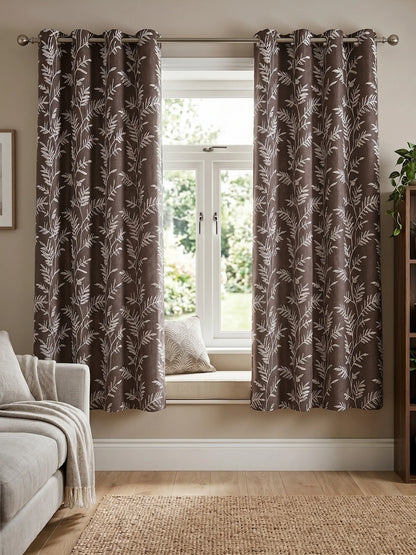 AtoZ Home Decor Jacquard Fern Embroidery Curtain (Multiple Sizes & Colors)