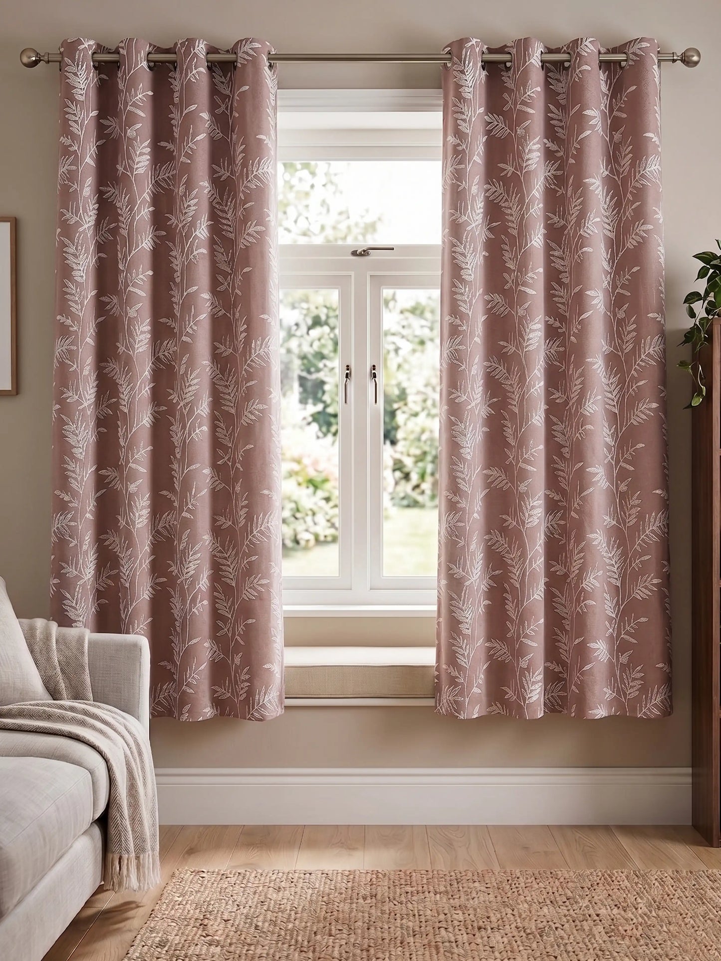 AtoZ Home Decor Jacquard Fern Embroidery Curtain (Multiple Sizes & Colors)