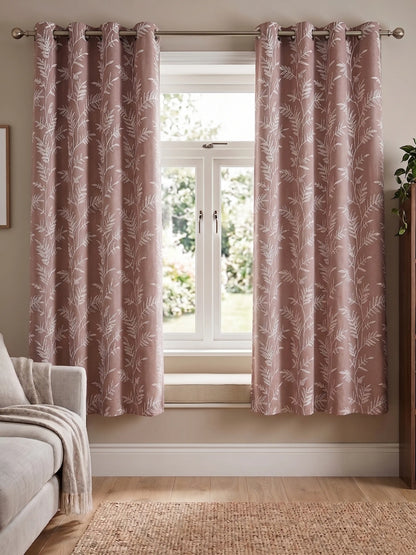 AtoZ Home Decor Jacquard Fern Embroidery Curtain (Multiple Sizes & Colors)
