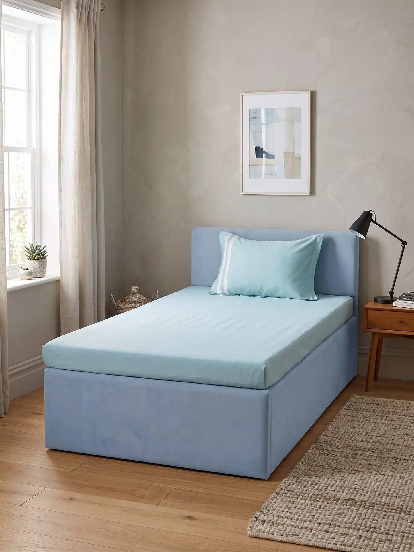 Atoz Home Decor 250 TC Tranquil Cotton Bedsheet Set with Striped Trim