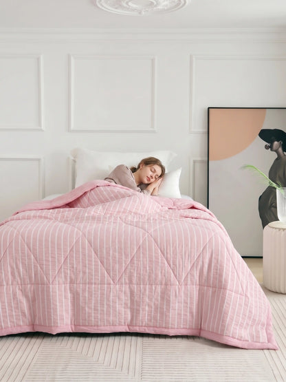 AC Comforter Striped Single with Fiber Filling (150x230 cm) Multiple Colors Available