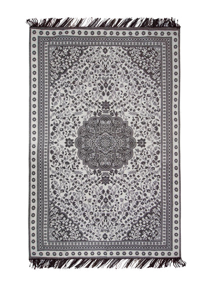 Premium Cotton Chenille Carpet for Living Room | 4.5x7 ft | Red, Blue & Brown