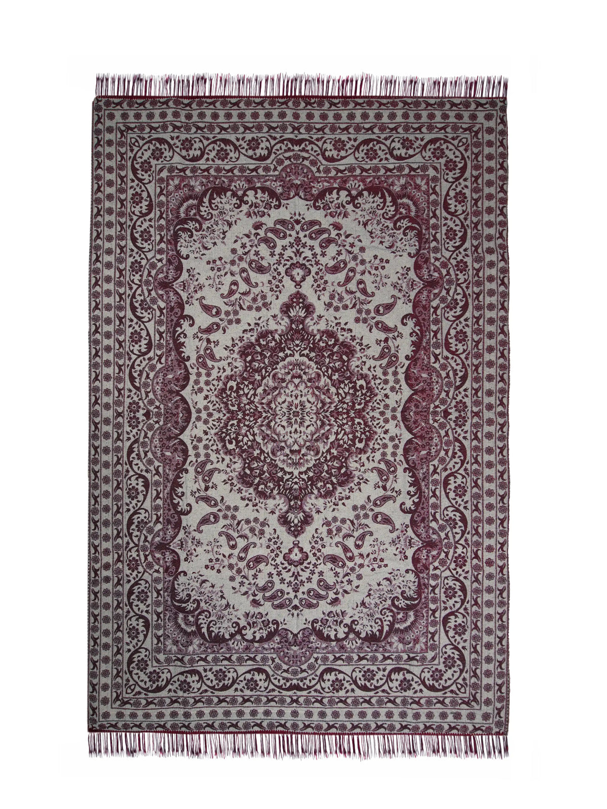 Premium Cotton Chenille Carpet for Living Room | 4.5x7 ft | Red, Blue & Brown
