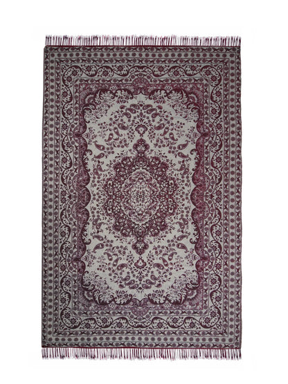 Premium Cotton Chenille Carpet for Living Room | 4.5x7 ft | Red, Blue & Brown