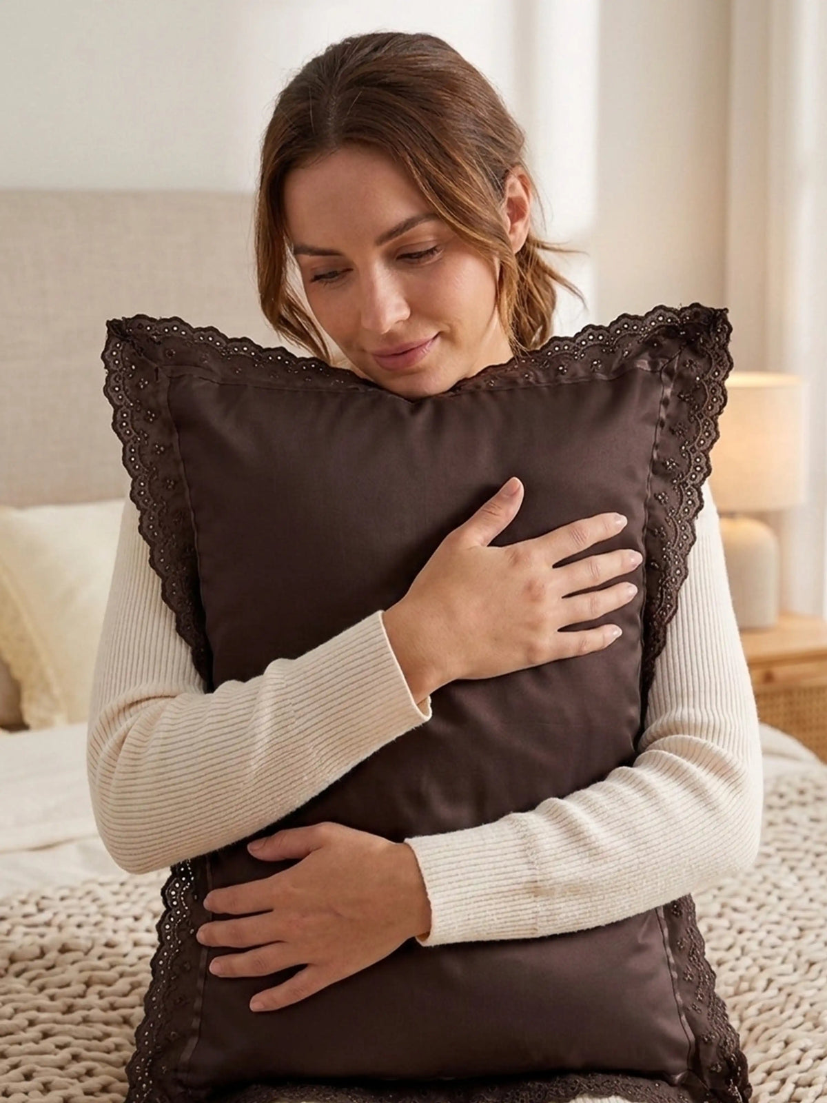 AtoZ Home Decor Cotton Lace Border Pillow Covers (Set of 1 & 2)