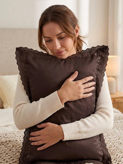 AtoZ Home Decor Cotton Lace Border Pillow Covers (Set of 1 & 2)