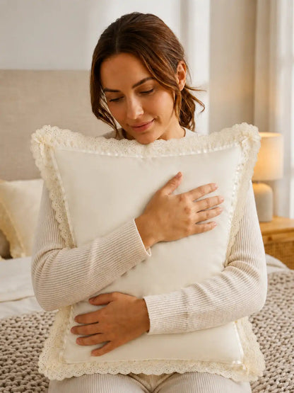 AtoZ Home Decor Cotton Lace Border Pillow Covers (Set of 1 & 2)