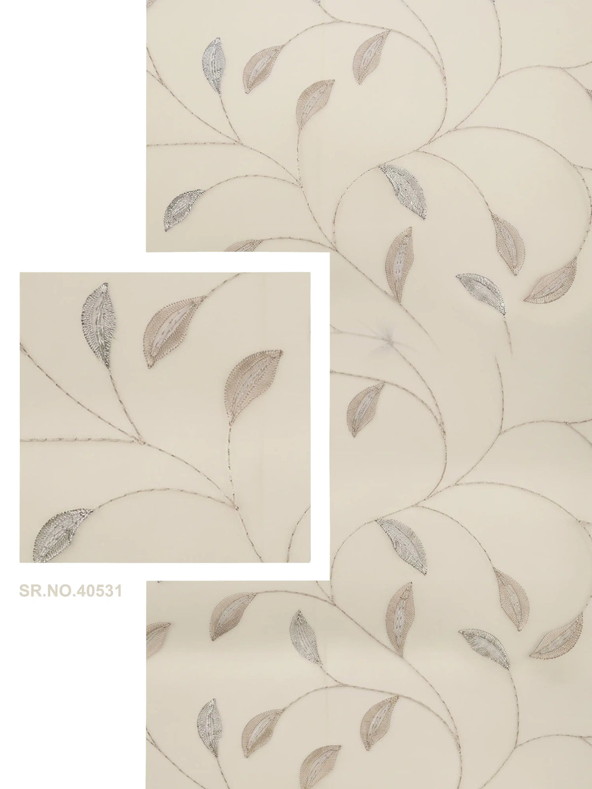Evabella Embroidered Leaf Vine Sheer Grommet Curtains | 100% Polyester
