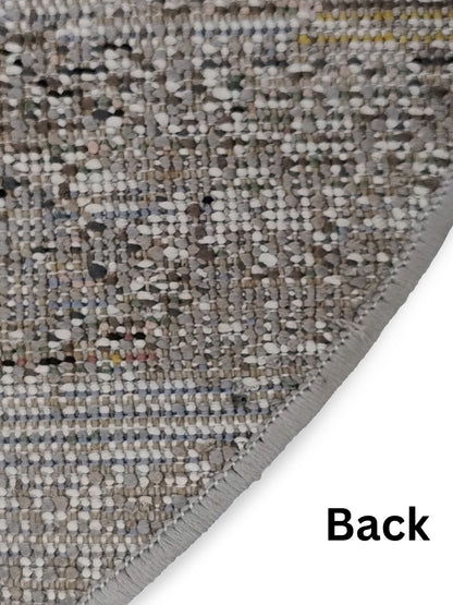 Blue Charcoal Abstract Circular Rug – Turkish Microfiber, Non Slip, 100×100cm