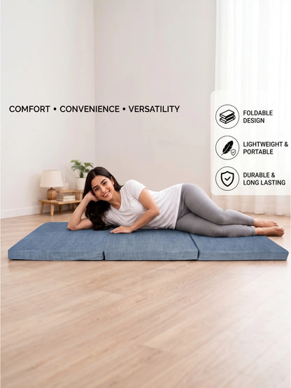 AtoZ Home Decor Portable Folding Floor Mattress & Guest Bed | Cotton Rich Cover