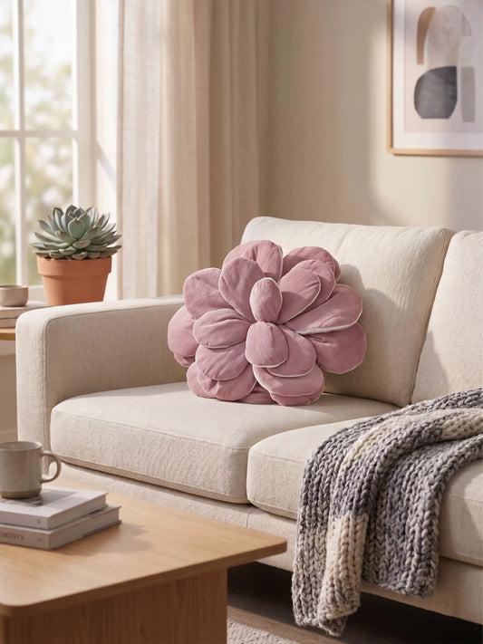 Atoz Home Decor Desenhista 3D Flower Shaped Velvet Throw Cushion (50 cm x 50 cm)