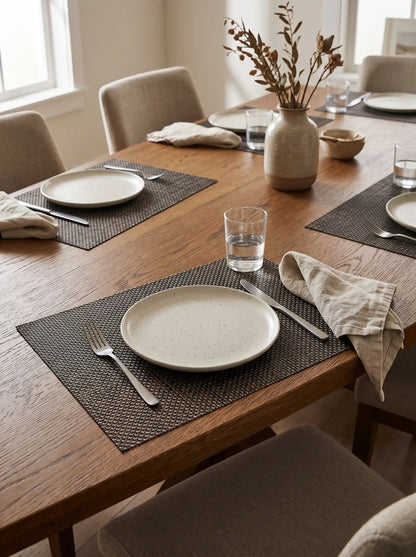 Freelance Woven Border Table Placemats | Pack of 6 Washable Table Mats (30x45 cm)