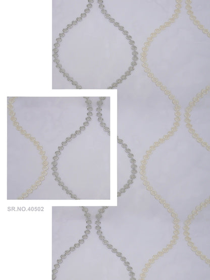 Evabella Embroidered Ogee Trellis Sheer Grommet Curtains | 100% Polyester
