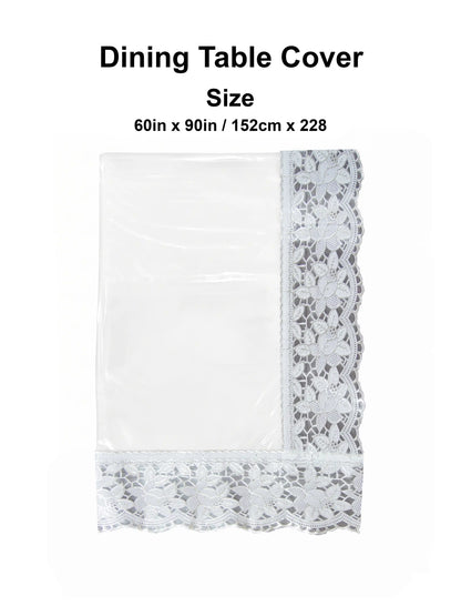 Atozhomedecor Transparent Dining Table Cover | White Lace Edge 60x90"