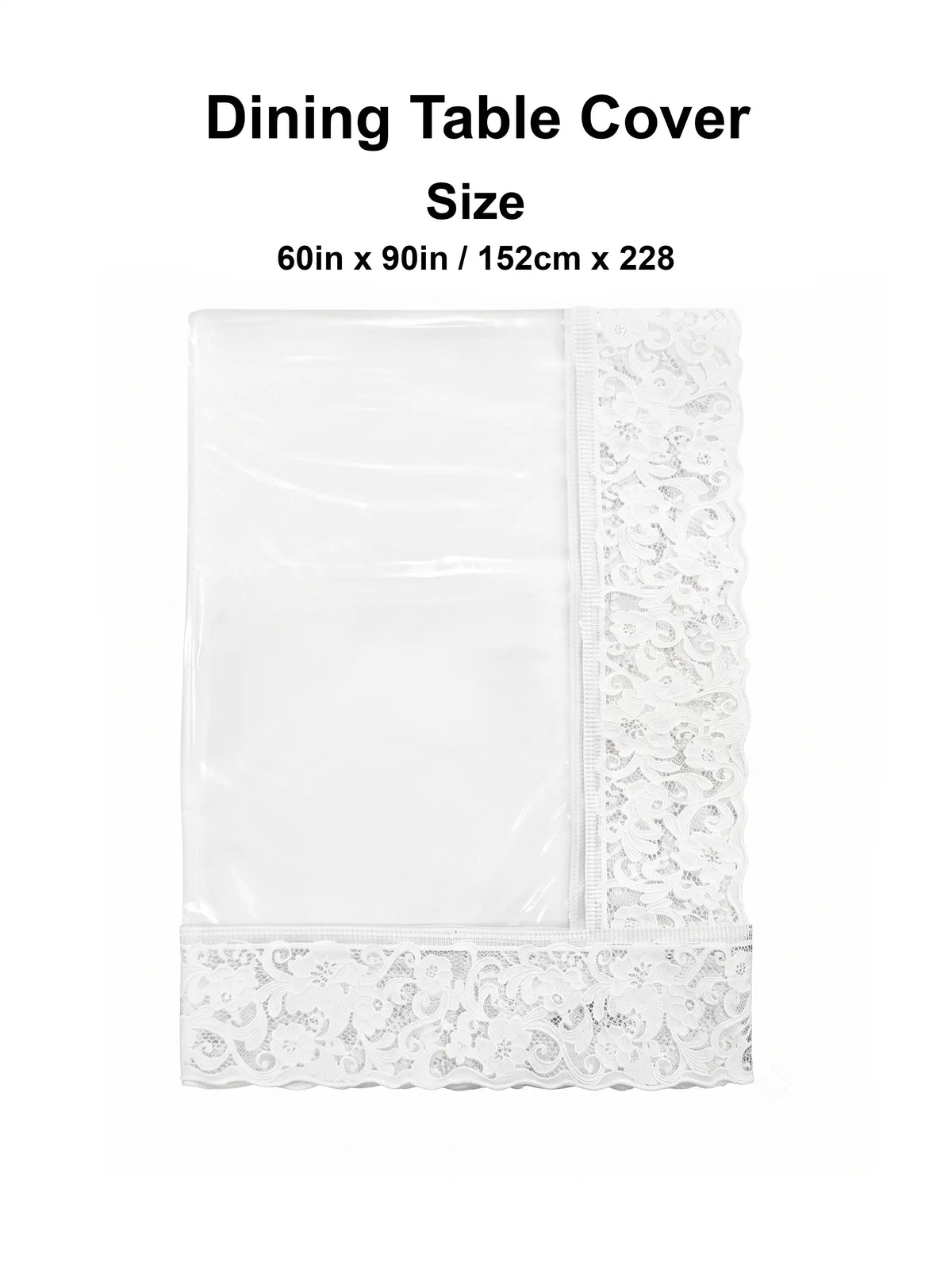 Freelance Tuscany Transparent Dining Table Cover | White Lace 60x90"