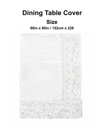 Freelance Tuscany Transparent Dining Table Cover | White Lace 60x90"