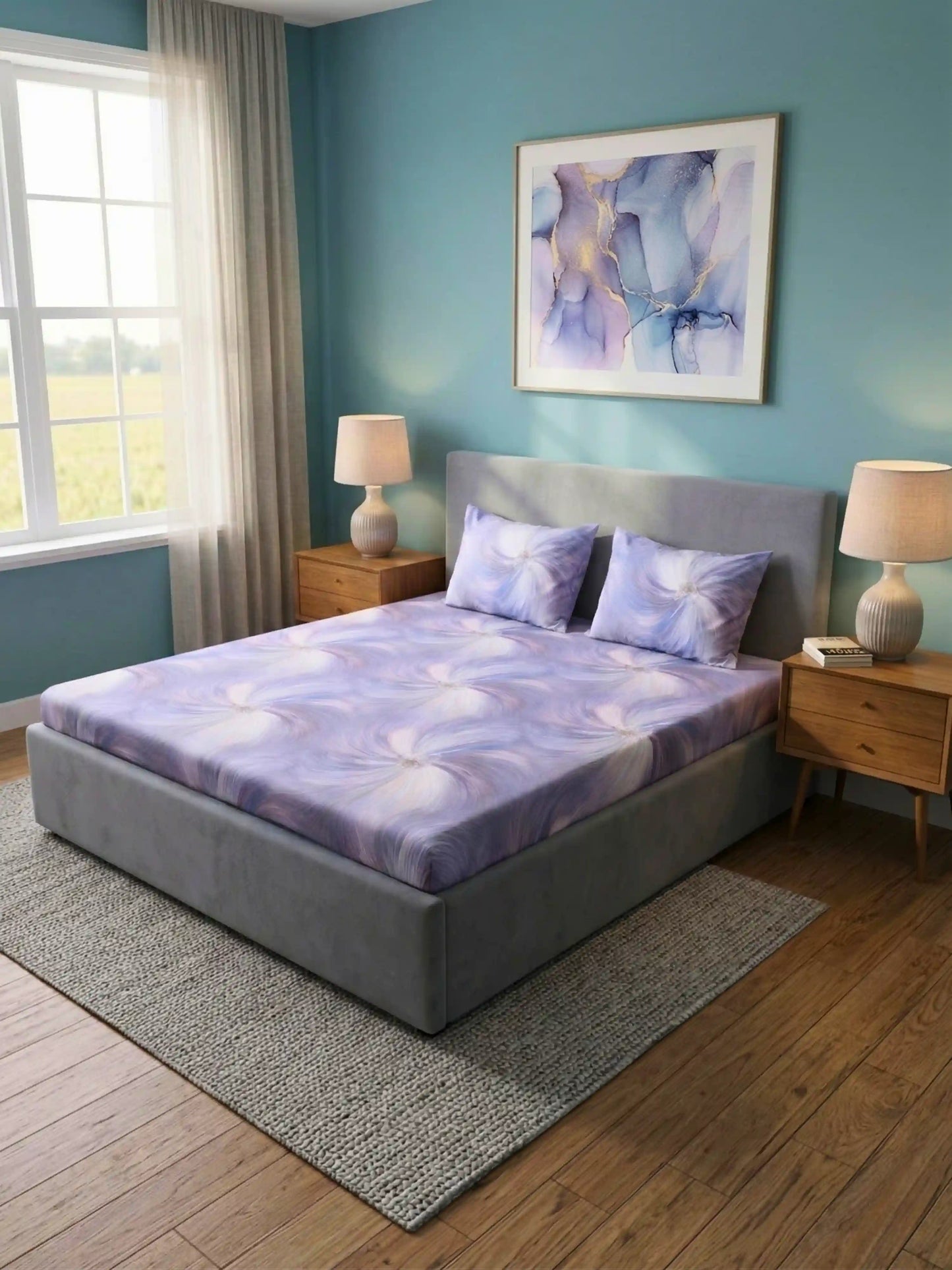 Essenze Digital Cotton Queen Size Bedsheet Set (300 TC)