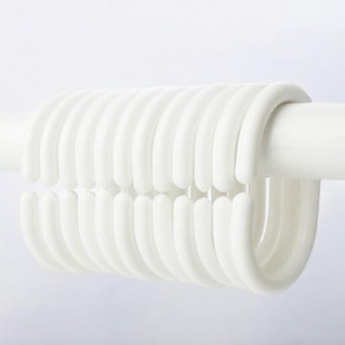 Shower Curtain PVC Hooks Rings (Set of 24) – White, Durable & Easy Install