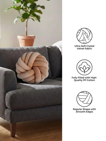 Round Knotted Cushion Ball Pillow – Soft Decorative Sofa & Bed Accent