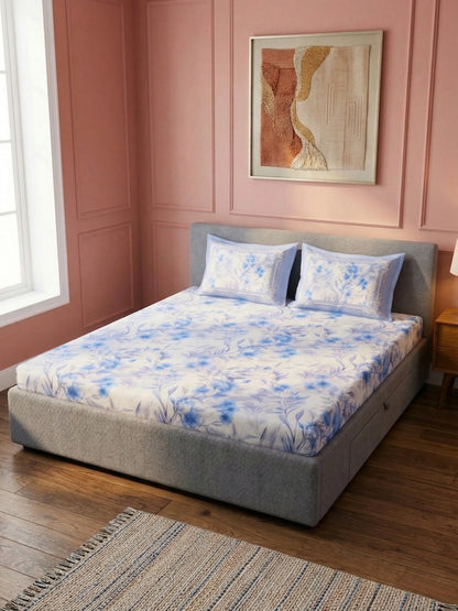 Essenze Digital Cotton Queen Size Bedsheet Set (300 TC)