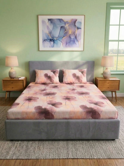 Essenze Digital Cotton Queen Size Bedsheet Set (300 TC)