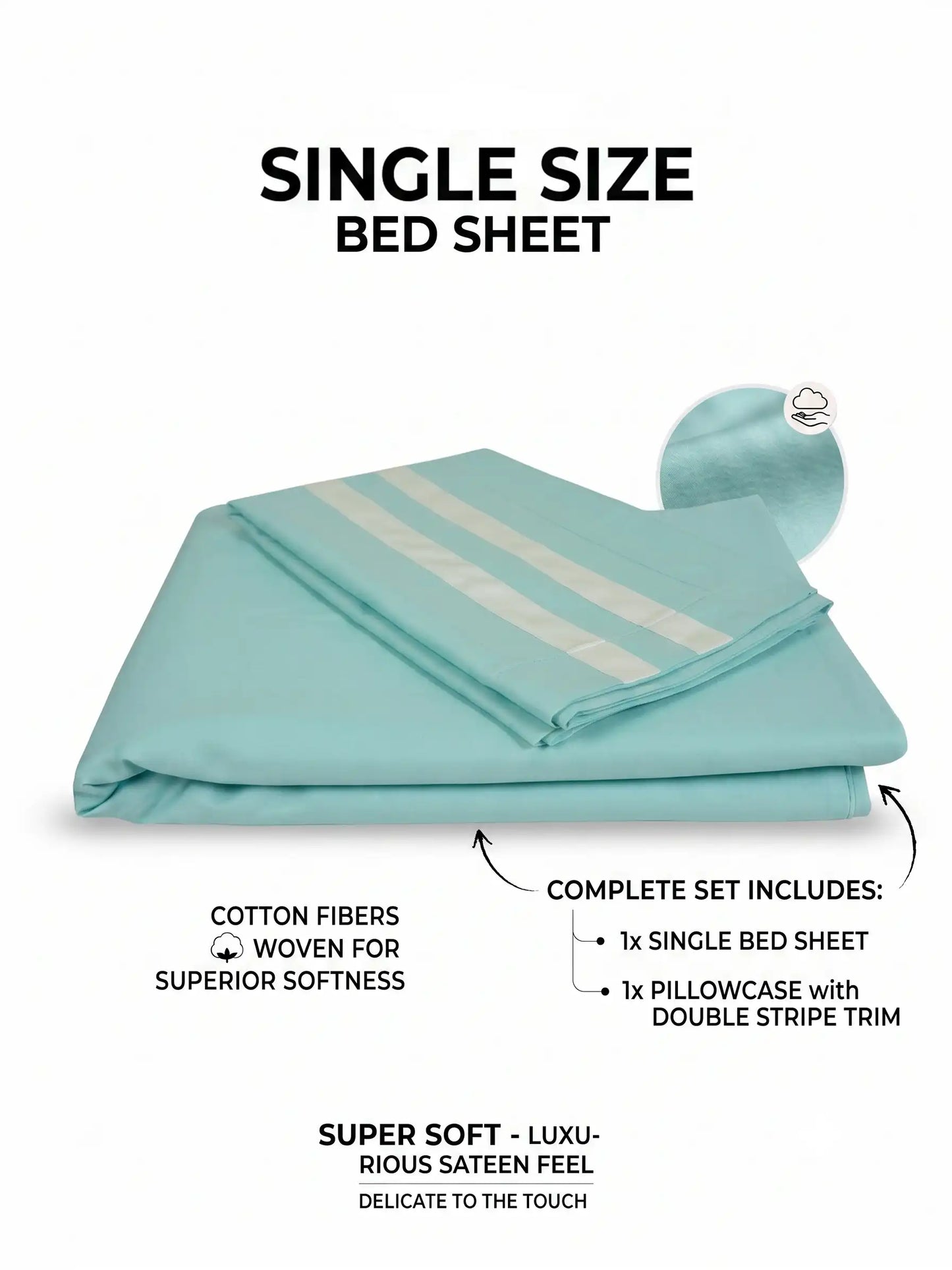 Atoz Home Decor 250 TC Tranquil Cotton Bedsheet Set with Striped Trim