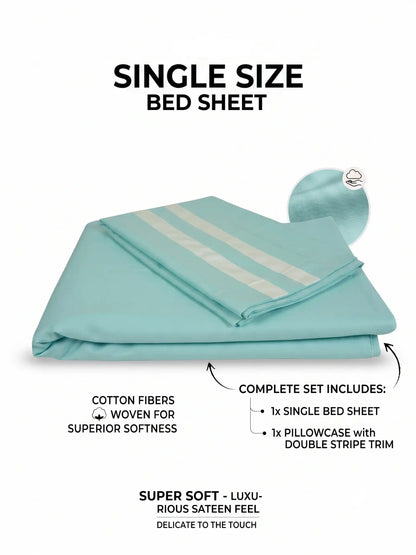 Atoz Home Decor 250 TC Tranquil Cotton Bedsheet Set with Striped Trim