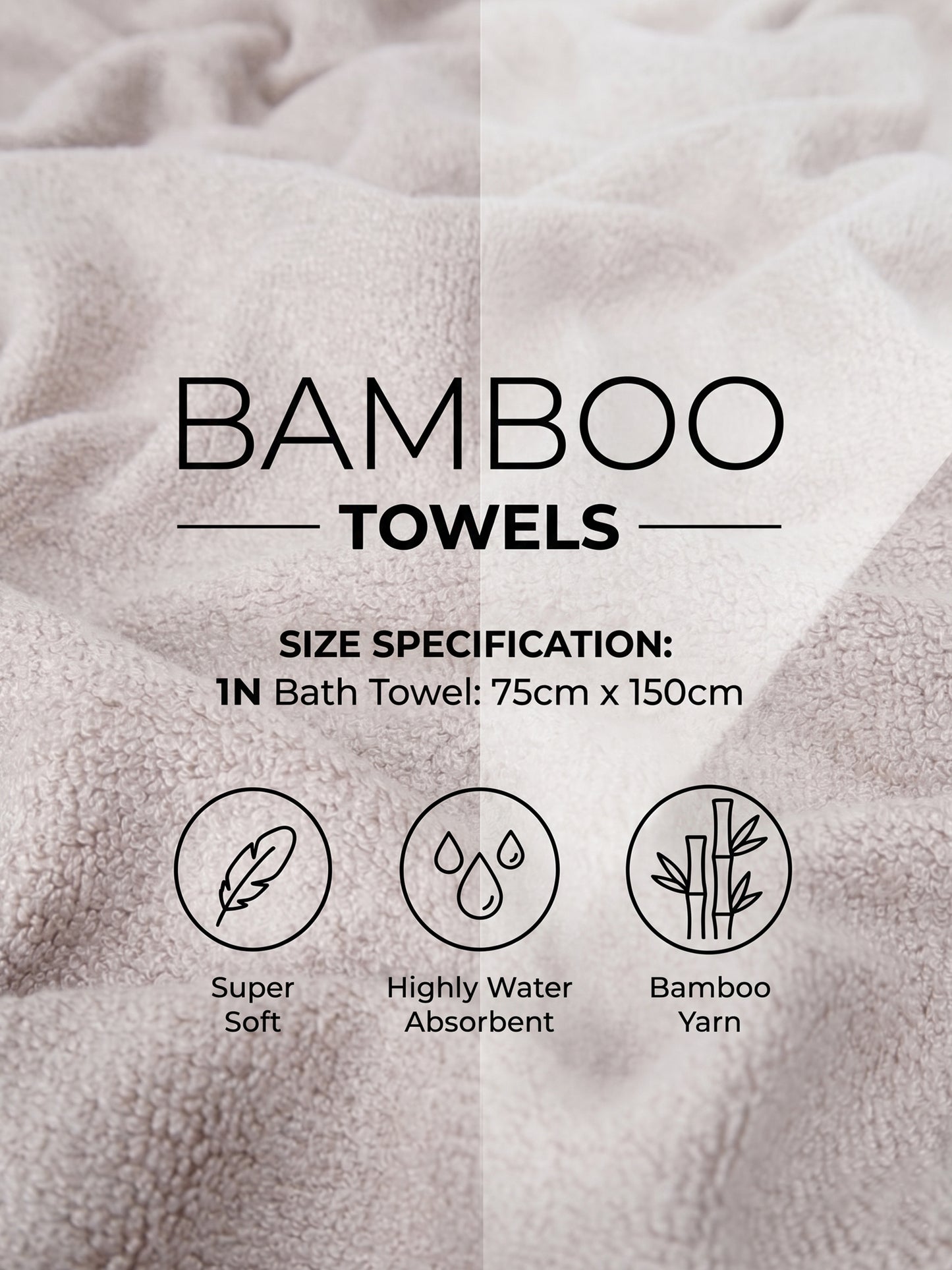 AtoZ Home Decor Bamboo Bath Towel | Highly Absorbent (75 x 150 CM)