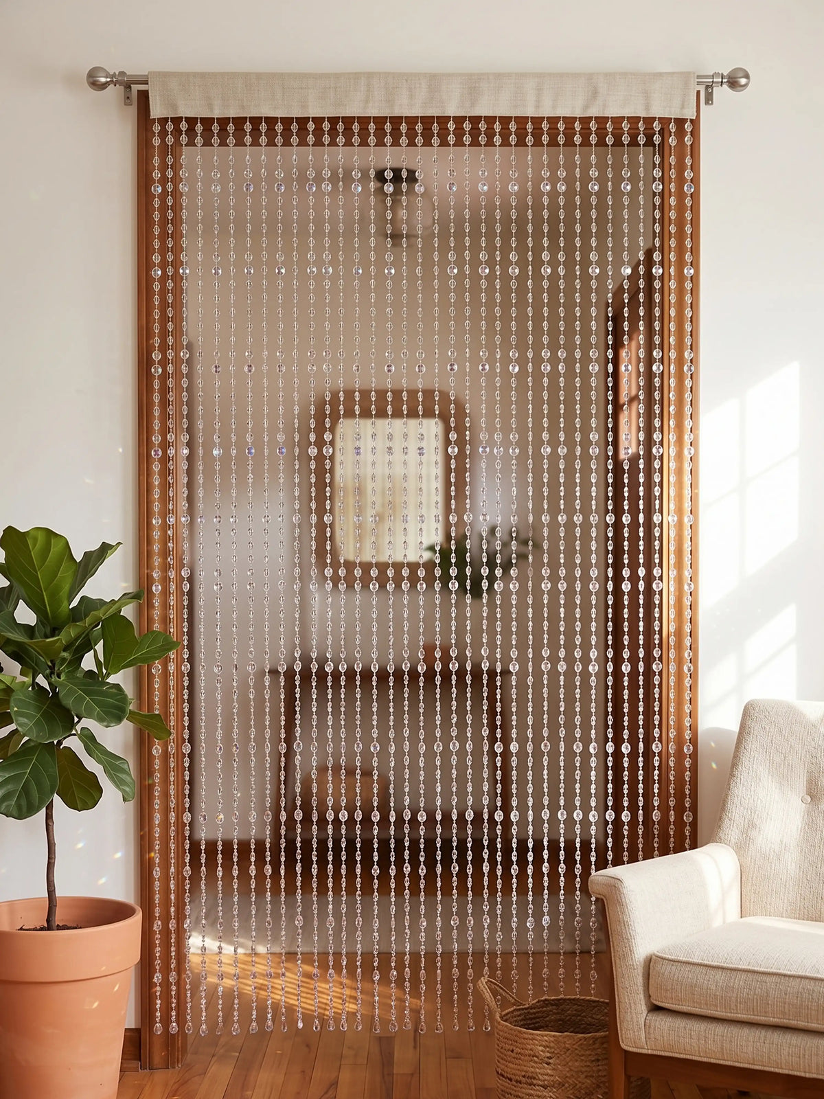 Atoz Home Decor Crystal Beaded Room Divider Curtain| Faceted PVC | 4x7 ft